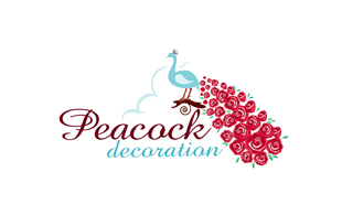 Peacock Decoration Floral & Decor Logo Design