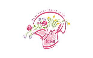 Pink Basket Floral & Decor Logo Design