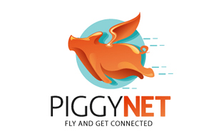 Piggynet Fly and get Connected Internet & Cable Logo Design