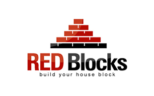 Red Blocks Real Estate & Construction Logo Design