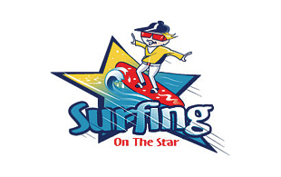 Surfing on the Star Cartoon Logo Design