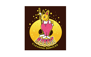 Rabbit Cleaning Services Cartoon Logo Design