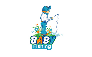 Baby Fishing Illustrative Logo Design